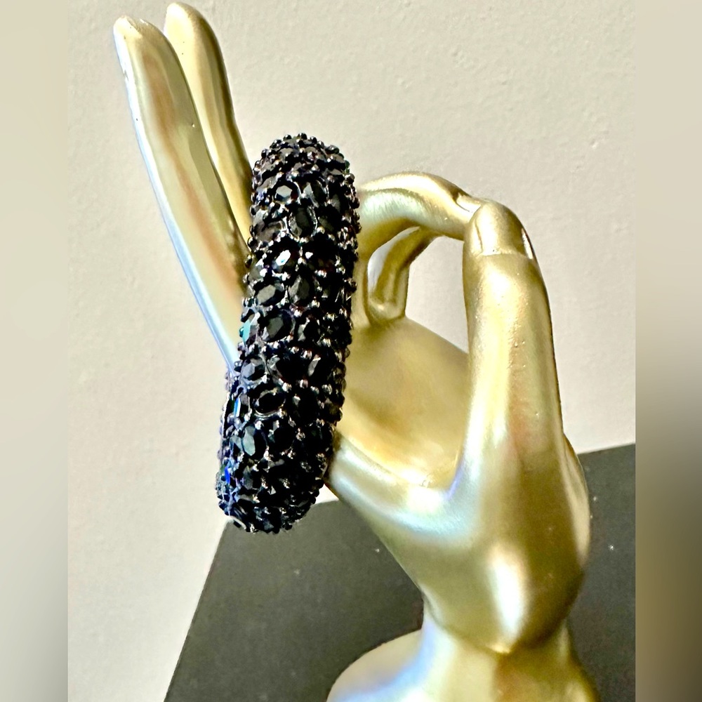 Kenneth Jay Lane-Onyx Encrusted Hinged Bracelet